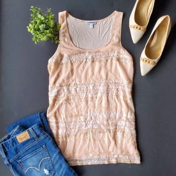 💍Express Sequined Tank TOP blouse - Picture 1 of 8